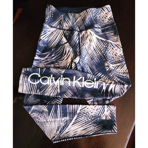 Calvin Klein Performance cropped Leggings Palm print Small - Picture 1 of 8